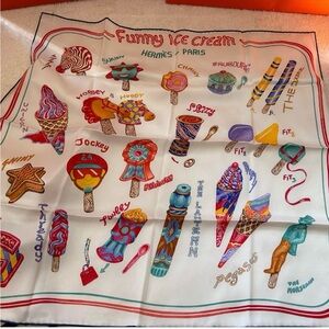 Authentic Hermes Funny ice cream 70 x 70 silk scarf